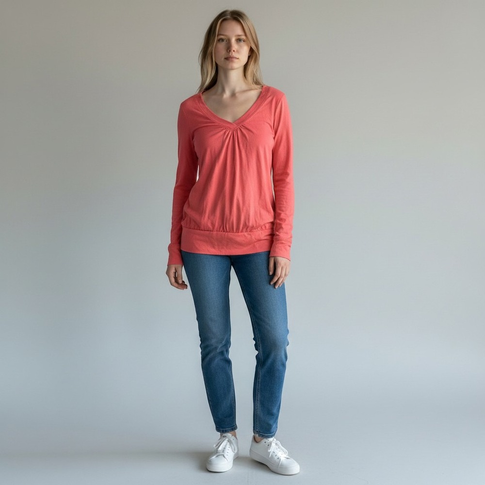 Y2K Mudd Shirt Babydoll Henley Pink Medium